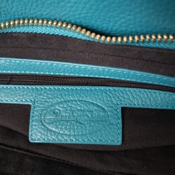 Onna Ehrlich Leather Satchel Bag Gold Details Jewel Teal Tone Like New - Picture 8 of 15